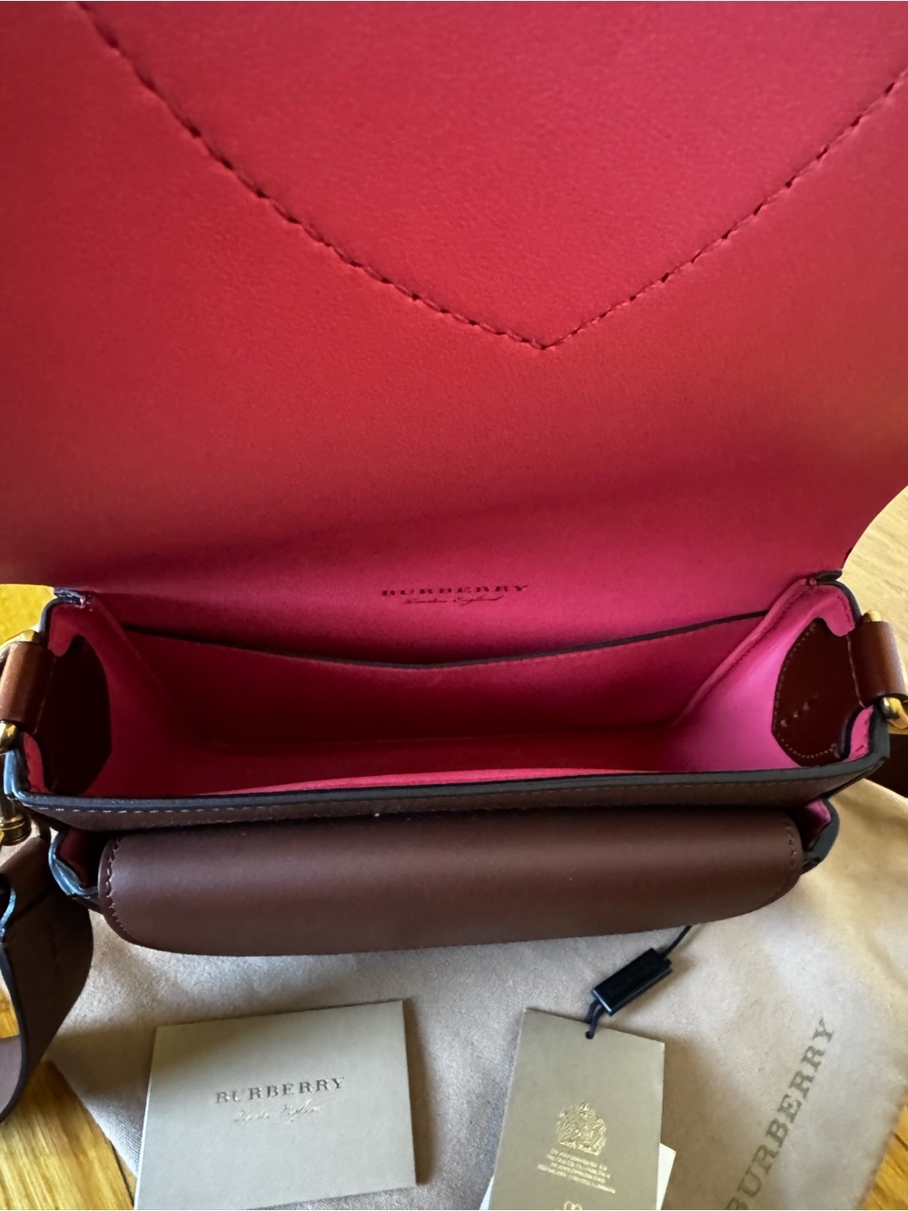 Burberry Chestnut Bridle Leather Flap Shoulder Bag - Picture 8 of 10